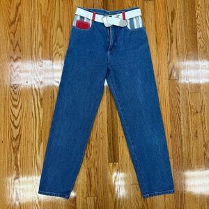 Vintage Niki-Lee California Women’s Red, White & Blue Jeans with Original Belt